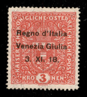 Occupazioni I Guerra Mondiale - Venezia Giulia - 1918 - 3 Kronen (16) - Gomma Originale - Altri & Non Classificati