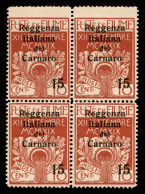 Occupazioni I Guerra Mondiale - Fiume - 1920- 15 Cent Su 10 Reggenza Carnaro (135) In Quartina Di Formati Diversi - Copp - Other & Unclassified