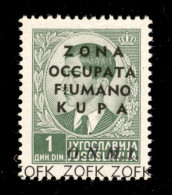 Occupazioni II Guerra Mondiale - Zona Fiumano Kupa - 1 Din O.N.M.I. (33 Varietà Ab) Con ZOFK In Basso - Gomma Integra -  - Otros & Sin Clasificación