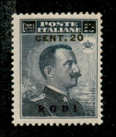 Colonie - Egeo - Rodi - 1916 - 20 Cent Su 15 Michetti (8) - Gomma Integra (550) - Otros & Sin Clasificación