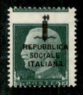 Repubblica Sociale Italiana - Provvisori - 1944 - 25 Cent (491zb) Con Dentellatura Orizzontale E Soprastampa Spostate In - Other & Unclassified