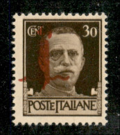 Repubblica Sociale Italiana - Provvisori - 1944 - 30 Cent (492Gq) Con Soprastampa Rosso Bruno Spostata A Sinistra - Gomm - Otros & Sin Clasificación