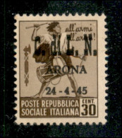 Emissioni C.L.N. - Arona - 1945 - 30 Cent (17) - Gomma Originale - Cert. AG (2.250) - Altri & Non Classificati