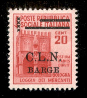 Emissioni C.L.N. - Barge - 1945 - 20 Cent (2 - Varietà) Con Punto Piccolo Dopo C - Gomma Originale E Parte Di Linguella  - Autres & Non Classés