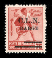 Emissioni C.L.N. - Barge - 1945 - 75 Cent (5 Varietà) Con Soprastampa Spostata A Destra - Gomma Originale E Parte Di Lin - Autres & Non Classés