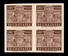 San Marino - Servizi - 1945 - 60 Cent (73a) - Quartina Non Dentellata - Gomma Integra - Other & Unclassified