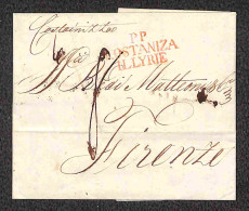 Europa - Austria - PP Kostaniza Illyrie (rosso) - Lettera Per Firenze Del 29.1.1812 Tassata 6 + 8 + Al Retro 12 Fevrier - Andere & Zonder Classificatie