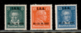 Europa - Germania - 1927 - Soprastampati IAA (407/409) - Serie Completa - Gomma Integra - Sonstige & Ohne Zuordnung