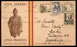Europa - Spagna - Guerra Di Spagna - Cartolina Viva Espana/Viva Franco Affrancata Con Francobollo Sovrapprezzo 5 Cent +  - Andere & Zonder Classificatie