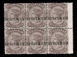 Oltremare - Australia - Tasmania - 1878 - Specimen - 8 Pence (32) - Blocco Di 6 - Pieghe Verticali Sulla Coppia Bordo Fo - Altri & Non Classificati