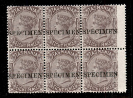 Oltremare - Australia - Tasmania - 1878 - Specimen - 8 Pence (32) - Blocco Di 6 - Pieghe Verticali Sulla Coppia Bordo Fo - Autres & Non Classés
