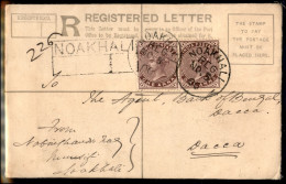 Oltremare - India - Noakhali (Reg. No. 5) - Busta Postale Raccomandata Da 2 Annas + Complementari Per Dacca - Sonstige & Ohne Zuordnung