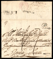 Prefilateliche E Documenti - Italia - Rimborse (rosso) Al Retro - Lettera Da Pisa A Spoleto Del 2.4.1818 - Tassata/detas - Autres & Non Classés