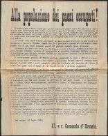 Prefilateliche E Documenti - Italia - 1918 (12 Luglio) - Alla Popolazione Dei Paesi Occupati - Comando D'Armata/Dal Camp - Sonstige & Ohne Zuordnung