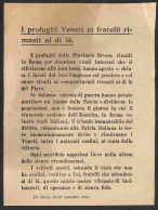 Prefilateliche E Documenti - Italia - 1918 (21/22 Settembre) - I Profughi Veneti... - Volantino Da Roma - Altri & Non Classificati