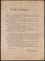 Prefilateliche E Documenti - Italia - 1919 (21 Settembre) - Fratelli Di Dalmazia - Volantino Di Gabriele D'Annunzio Da F - Sonstige & Ohne Zuordnung