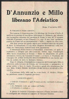 Prefilateliche E Documenti - Italia - 1919 (17 Novembre) - D'Annunzio E Millo Liberano L'Adriatico - Volantino Da Roma - Andere & Zonder Classificatie