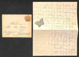 Prefilateliche E Documenti - Italia - Valentina - Bustina Da Roma Del 6.6.1889 Con Foglio Interno Decorato A Rilievo In  - Andere & Zonder Classificatie