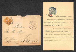 Prefilateliche E Documenti - Italia - Valentina - Bustina Da Orvieto Del 28.7.1889 Con Foglio Interno Decorato A Rilievo - Other & Unclassified