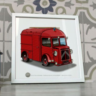 Affiche Citroen Type H Pompier 1960 - Trucks