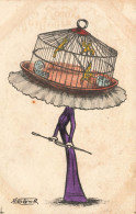 A. MOLYNK ? * CPA Illustrateur * Mde * Femme Avec Ombrelle Parapluie * Grand Chapeau En Forme De Cage à Oiseaux - Sonstige & Ohne Zuordnung