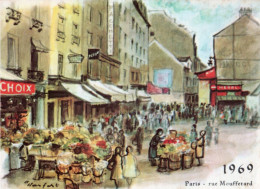 Petits Calendriers Année 1969  PARIS Rue MOUFFETARD EDIT E.BOUCHERIT MODES&TRAVAUX - Formato Piccolo : 1961-70