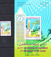 2004-Tunisie/ Y&T 1524 - 17éme Anniversaire Du Changement (retiré Du Service Depuis 24/01/2011) 1V- MNH*****+ Prospectus - Orologeria