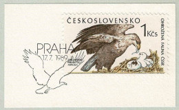 Tschechoslowakei / Ceskoslovensko 1989, Ersttagstempel Praha, Seeadler/Haliaeetus Albicilla Vogelnest / Bird's Nest - Águilas & Aves De Presa