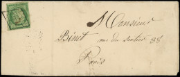 Let EMISSION DE 1849 - 2    15c. Vert, Filets Intacts, Obl. GRILLE S. LAC De PARIS Pour PARIS, Arr. 7/6/51, TB - 1849-1876: Klassik