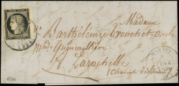 Let EMISSION DE 1849 - 3    20c. Noir Sur Jaune, Bord De Feuille, Obl. Càd T14 DARNEY 8 JANV 1849 Répété à Côté Et Plume - 1849-1876: Periodo Classico