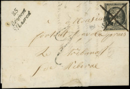 Let EMISSION DE 1849 - 3    20c. Noir Sur Jaune Obl. Cursive 23/BENEVENT/St LAURENT Répété à Côté Et Plume En Croix S. L - 1849-1876: Période Classique