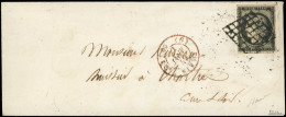 Let EMISSION DE 1849 - 3    20c. Noir Sur Jaune Obl. GRILLE S. Env., Càd ROUGE (G) PARIS (G) 27 JANV 49 à L'envers, (err - 1849-1876: Klassik