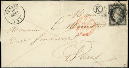 Let EMISSION DE 1849 - 3a   20c. Noir Sur Blanc, Obl. GRILLE S. LSC, Càd T15 VERVINS 12/4 Sans L'année, Càd Rouge PARIS  - 1849-1876: Période Classique