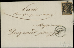 Let EMISSION DE 1849 - 3g   20c. Noir Sur CHAMOIS Très Foncé, "FAUVE", Juste Dans Un Angle, Obl. GRILLE S. LAC, Càd T15  - 1849-1876: Klassik