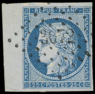 EMISSION DE 1849 - 4    25c. Bleu, Petit Bdf, Obl. PC 3072, Superbe - 1849-1850 Cérès