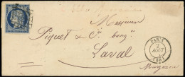 Let EMISSION DE 1849 - 4a   25c. Bleu Très Foncé, Obl. GRILLE S. LSC, Càd T15 PARIS 2/8 SANS L'année Dans Le Dateur, TB - 1849-1876: Periodo Clásico