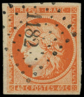 EMISSION DE 1849 - 5    40c. Orange, Très Bien Margé, Obl. PC 1182 De LA COURONNE, TTB - 1849-1850 Ceres