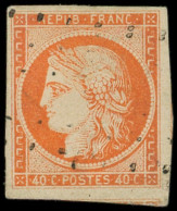 EMISSION DE 1849 - 5    40c. Orange, Obl. ROULETTE De GROS POINTS, Frappe Légère, TTB - 1849-1850 Cérès