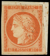 EMISSION DE 1849 - 5    40c. Orange, Obl. ROUGE Sur Petit Fragt, TB. C - 1849-1850 Cérès