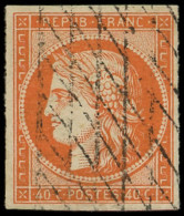 EMISSION DE 1849 - 5b   40c. Orange Foncé, Obl. GRILLE SANS FIN, TB/TTB - 1849-1850 Cérès