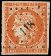 EMISSION DE 1849 - 5e   40c. Vermillon, Nuance Foncée, Obl. PC 118, TB. Br, Cote Et N° Spink - 1849-1850 Cérès