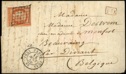 Let EMISSION DE 1849 - 5    40c. Orange, Obl. GRILLE S. LAC, Càd (GS) PARIS (GS) 18/8/50, Arr. BEAURAING Belgique 20/8,  - 1849-1876: Période Classique