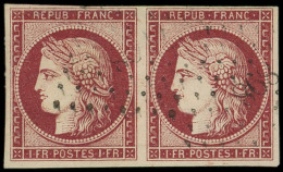 EMISSION DE 1849 - 6     1f. Carmin, Nuance Vive, PAIRE Obl. PC 898, TTB. C - 1849-1850 Cérès