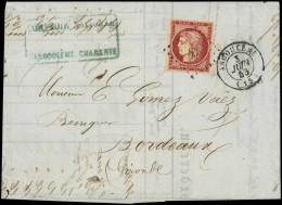 Let EMISSION DE 1849 - 6     1f. Carmin, Obl. PC 83 S. LAC, Càd T15 ANGOULEME 3/6/53, TTB - 1849-1876: Classic Period