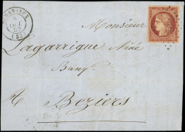 Let EMISSION DE 1849 - 6B    1f. Carmin-brun, Obl. PC 338 S. LAC, Càd T15 BEDARIEUX 8/10/52, TTB - 1849-1876: Classic Period