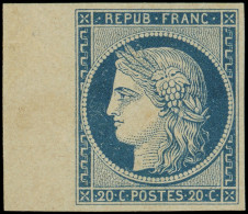 (*) EMISSION DE 1849 - 8    20c. Bleu Sur Jaunâtre, "Durrieu", Bdf, Superbe, Certif. Calves - 1849-1850 Ceres