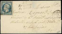 Let PRESIDENCE - 10   25c. Bleu, Obl. Cursive 43/SERMAISES/DU LOIRET SUR Le Timbre Et Répétée à Côté S. LSC, Càd LIGNE D - 1849-1876: Période Classique