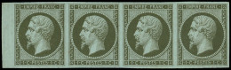 ** EMPIRE NON DENTELE - 11    1c. Vert-olive, BANDE De 4 Bdf, 1 Ex. Pli, Une BANDE De 3 Bdf Superbe. C - 1853-1860 Napoleone III