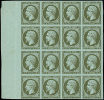 ** EMPIRE NON DENTELE - 11    1c. Olive, BLOC De 16 Bdf, Fraîcheur Postale, Superbe - 1853-1860 Napoléon III