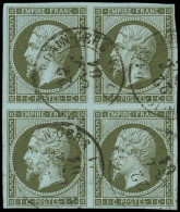 EMPIRE NON DENTELE - 11    1c. Vert-olive, BLOC De 4 Obl. Càd T15 L'ISLE-EN-JOURDAIN-GERS 22/10/61, TB - 1853-1860 Napoleone III